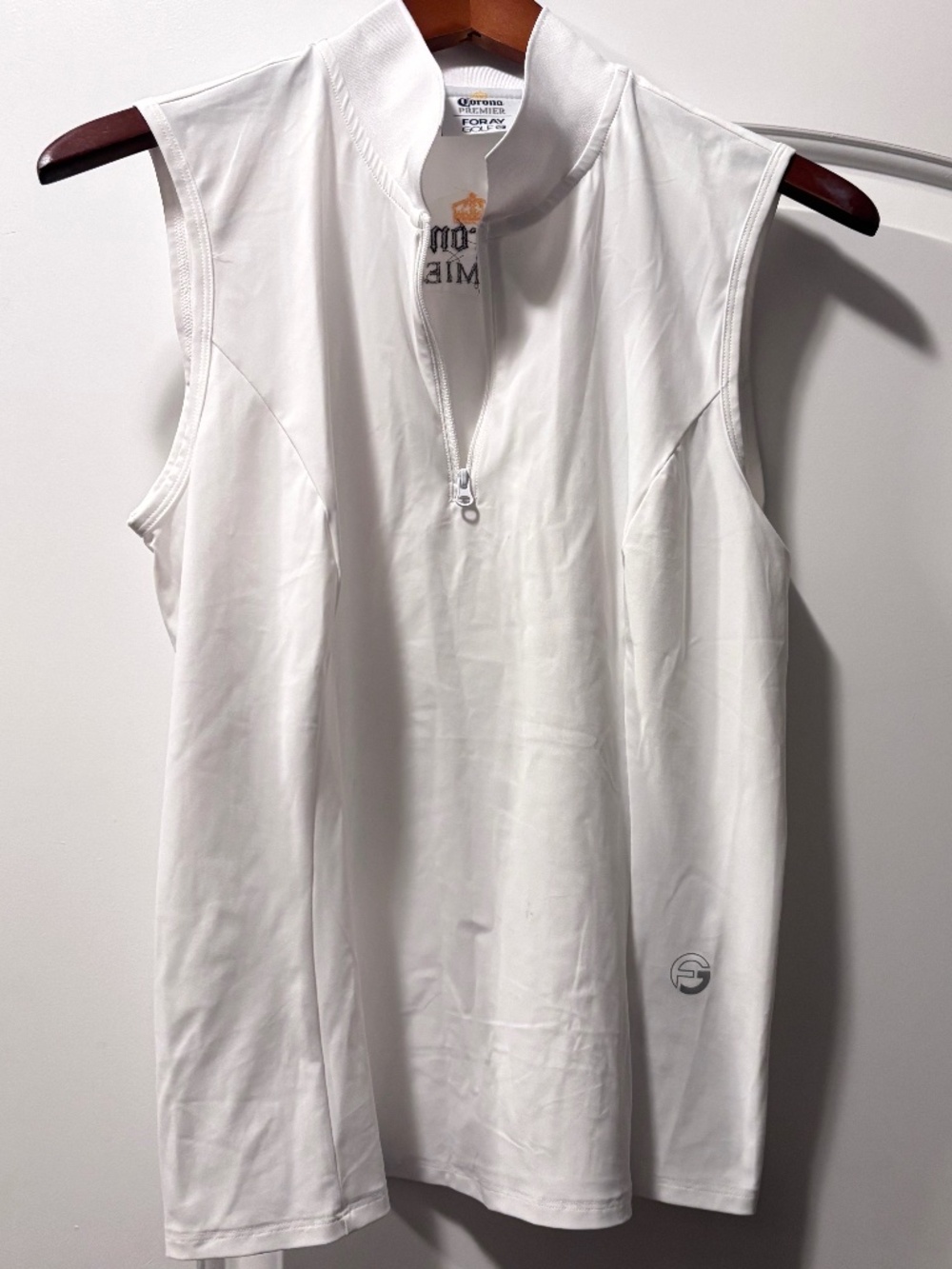 Corona Premier Foray Golf ladies white zip golf polo size M